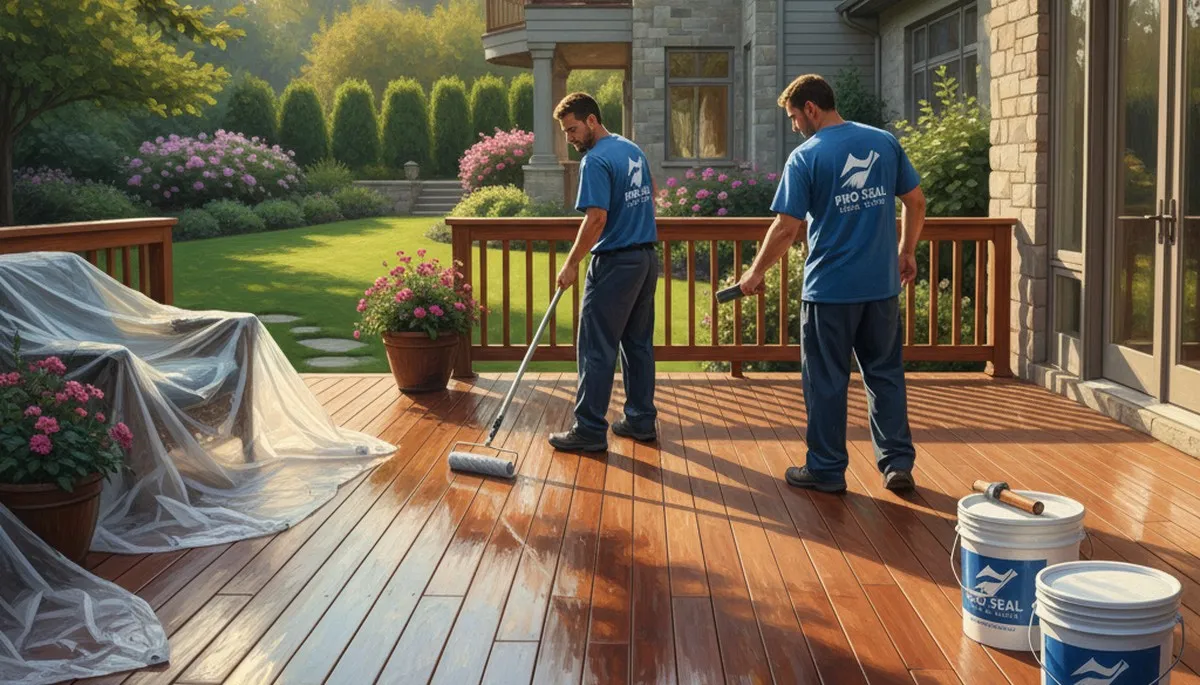 Professional deck sealing service in Lexington, MA to protect wood from moisture and UV damage