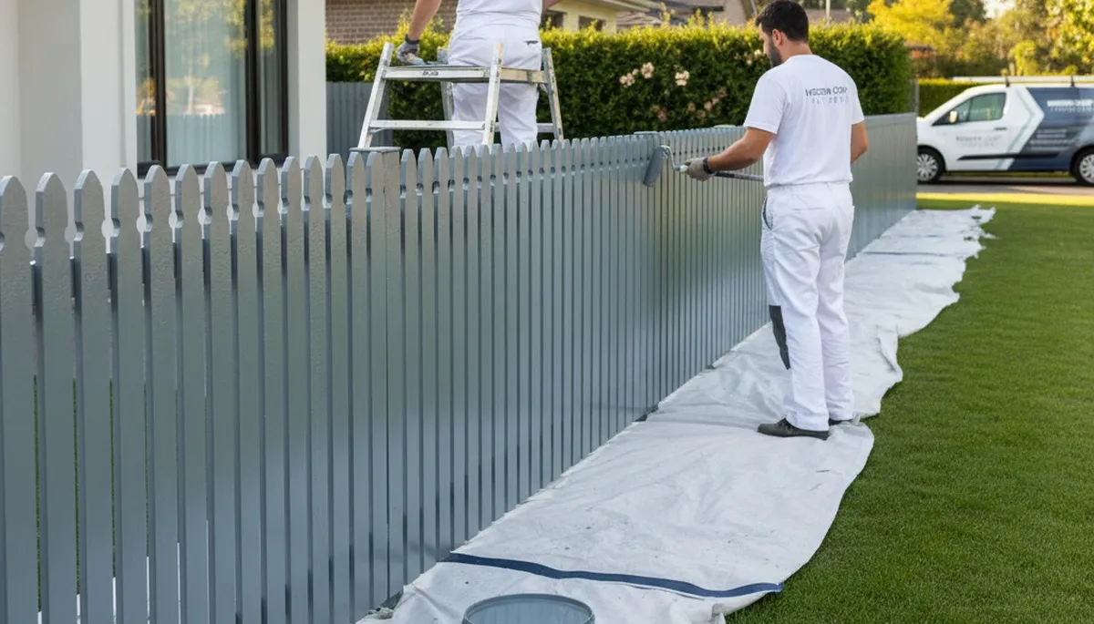 Fence painting in Lexington, MA by Lexington Paint Pros to protect and refresh outdoor fencing