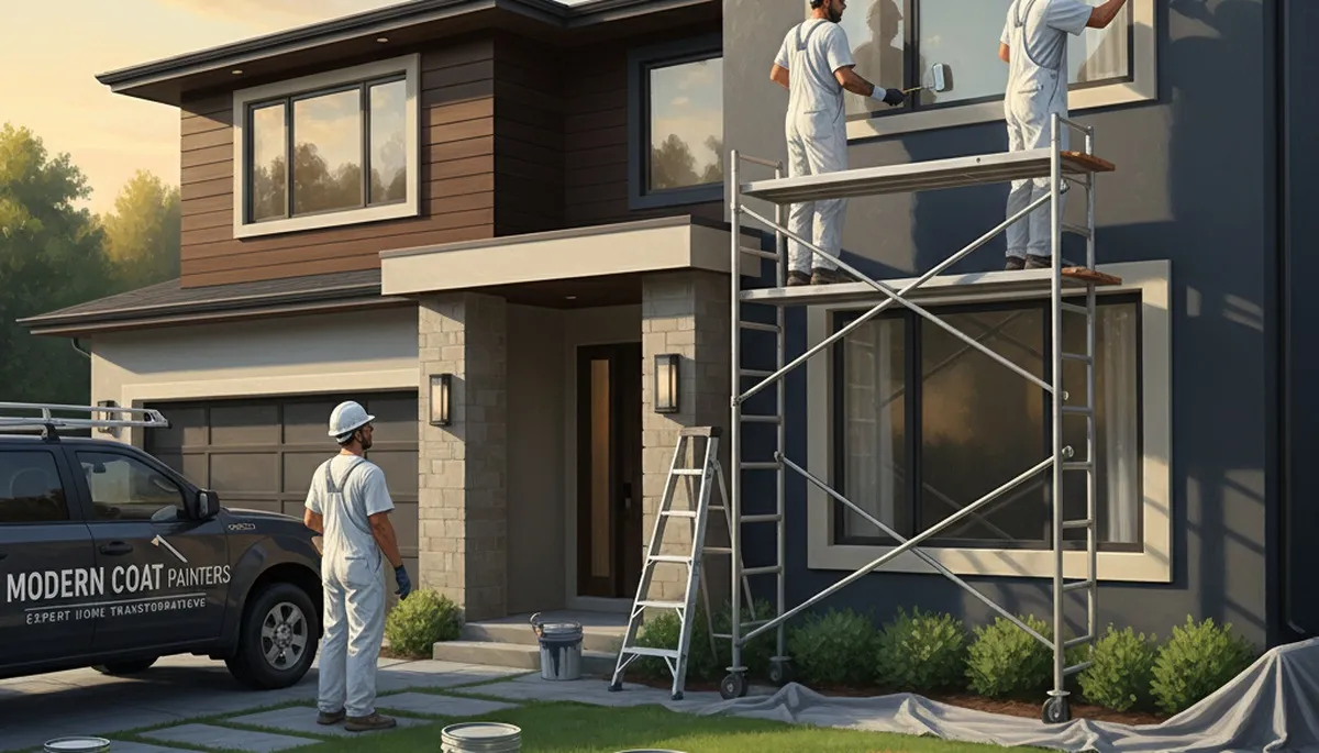 House painters applying exterior paint on a Lexington, MA home for durable New England weather protection