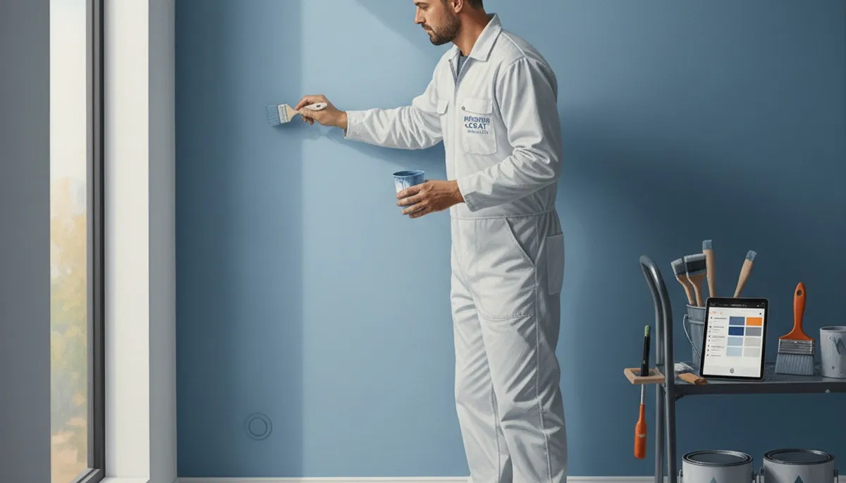 Painter touching up interior wall in Lexington, MA for clean, professional paint repair