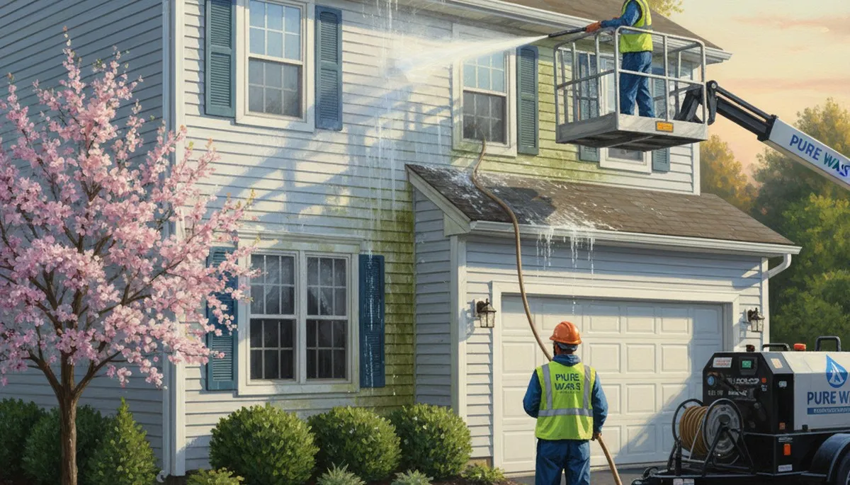 Vinyl siding pressure cleaning in Lexington, MA by Lexington Paint Pros for a clean, refreshed exterior