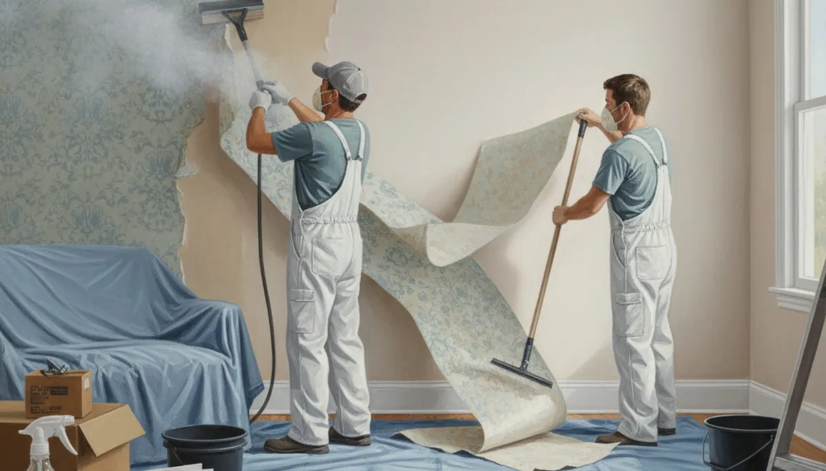 Wallpaper removal service in Lexington, MA by Lexington Paint Pros for smooth, paint-ready walls